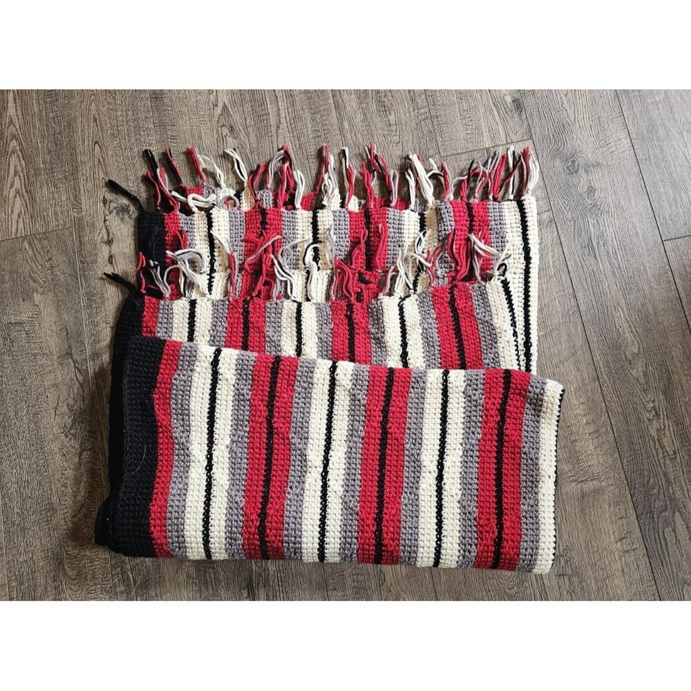 HANDMADE Afghan Blanket Throw Crochet BRIGHT VIBRANT Colors Apx 50"X60"